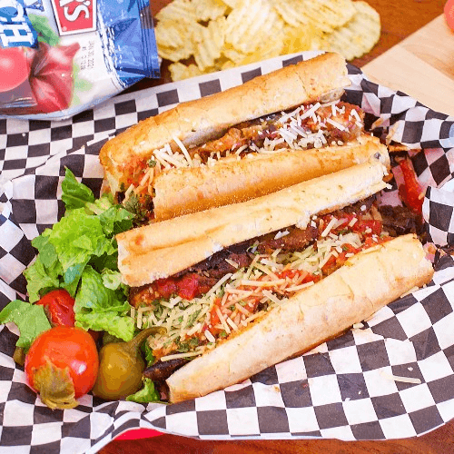 Eggplant Parmigiana Sandwich.