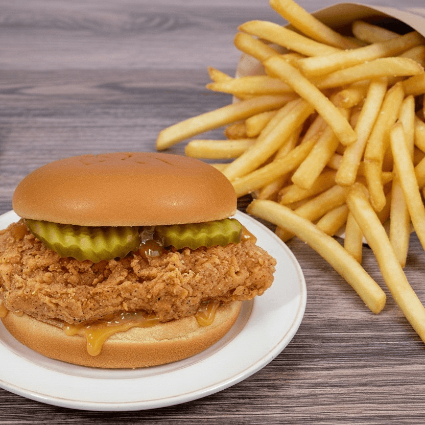 Fried Chicken Sandwich with Fries.