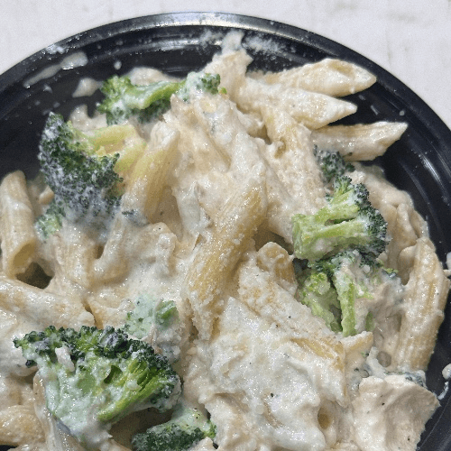 Chicken Ziti and Broccoli Alfredo.
