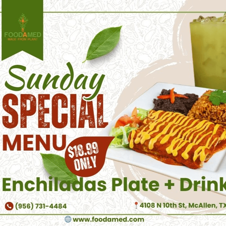 Sunday - Enchiladas Plate + Drink.