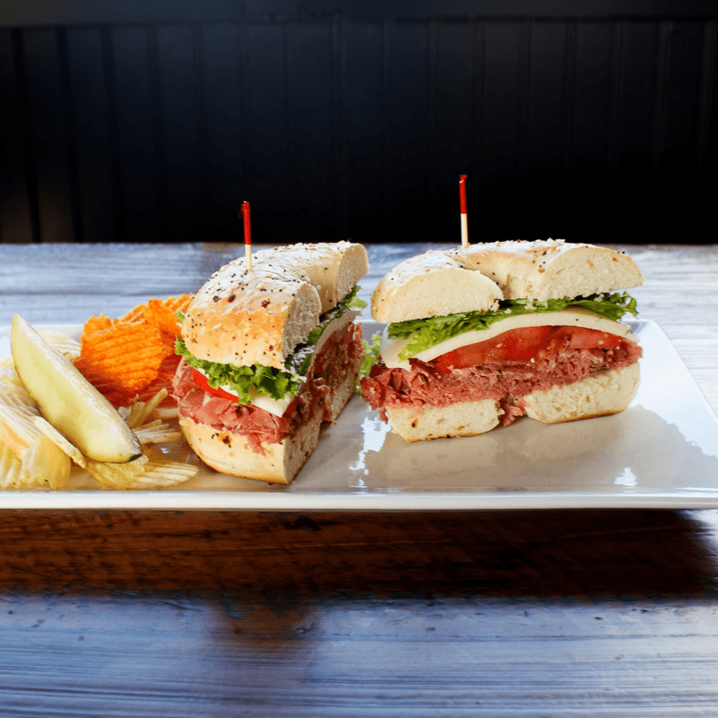 Roast Beef Bagel Sandwich.