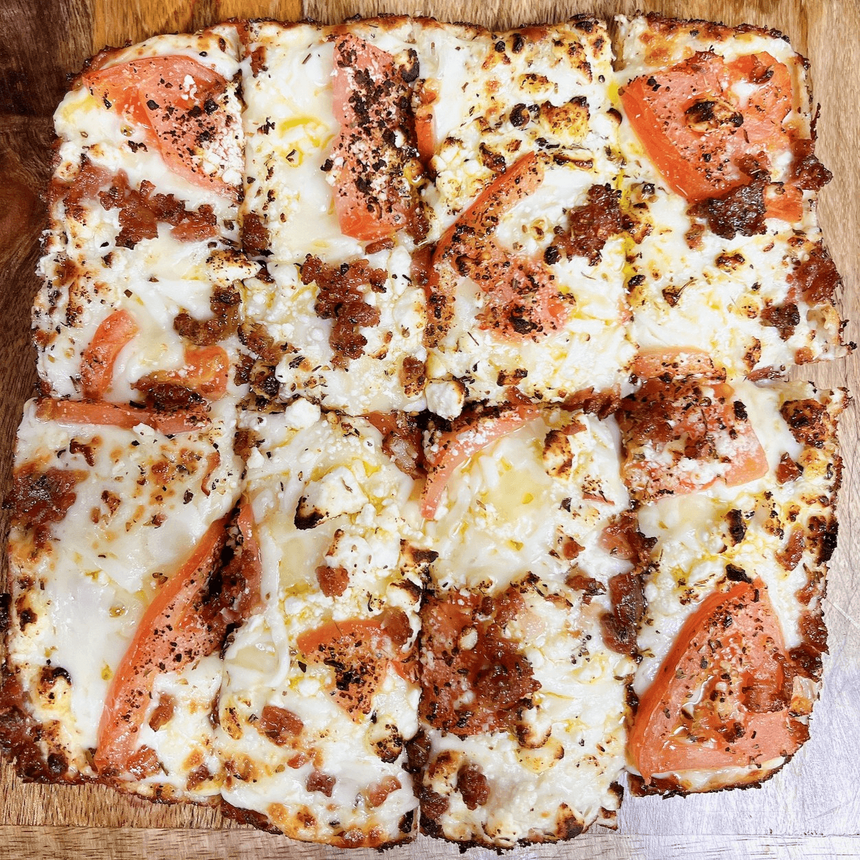 Tomato Bacon Feta Bread.