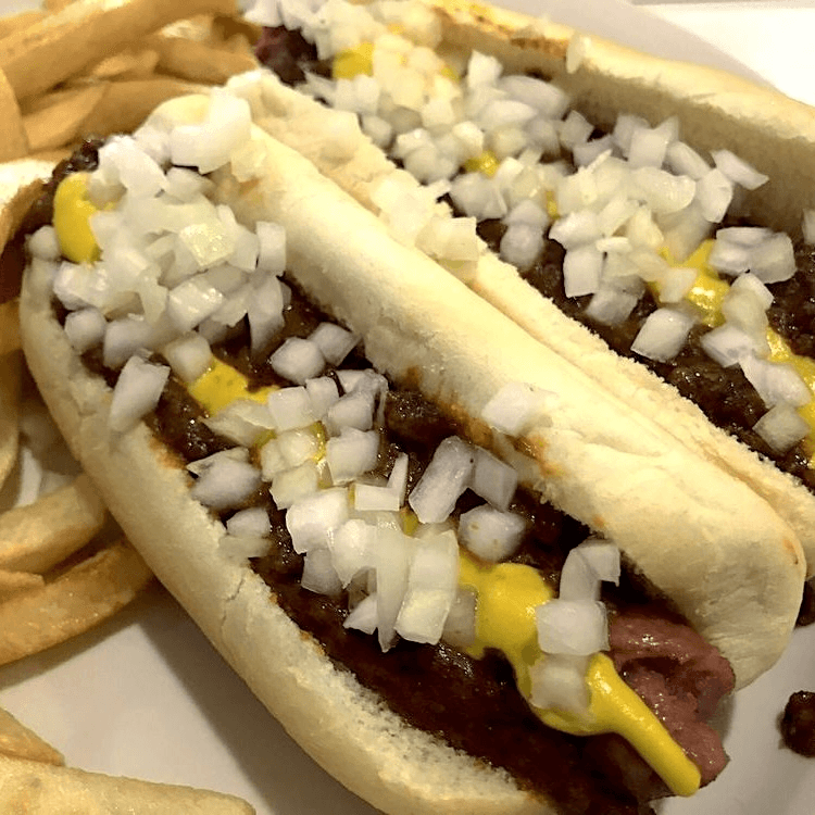 2 Hot Dogs, Fries Soft drink.