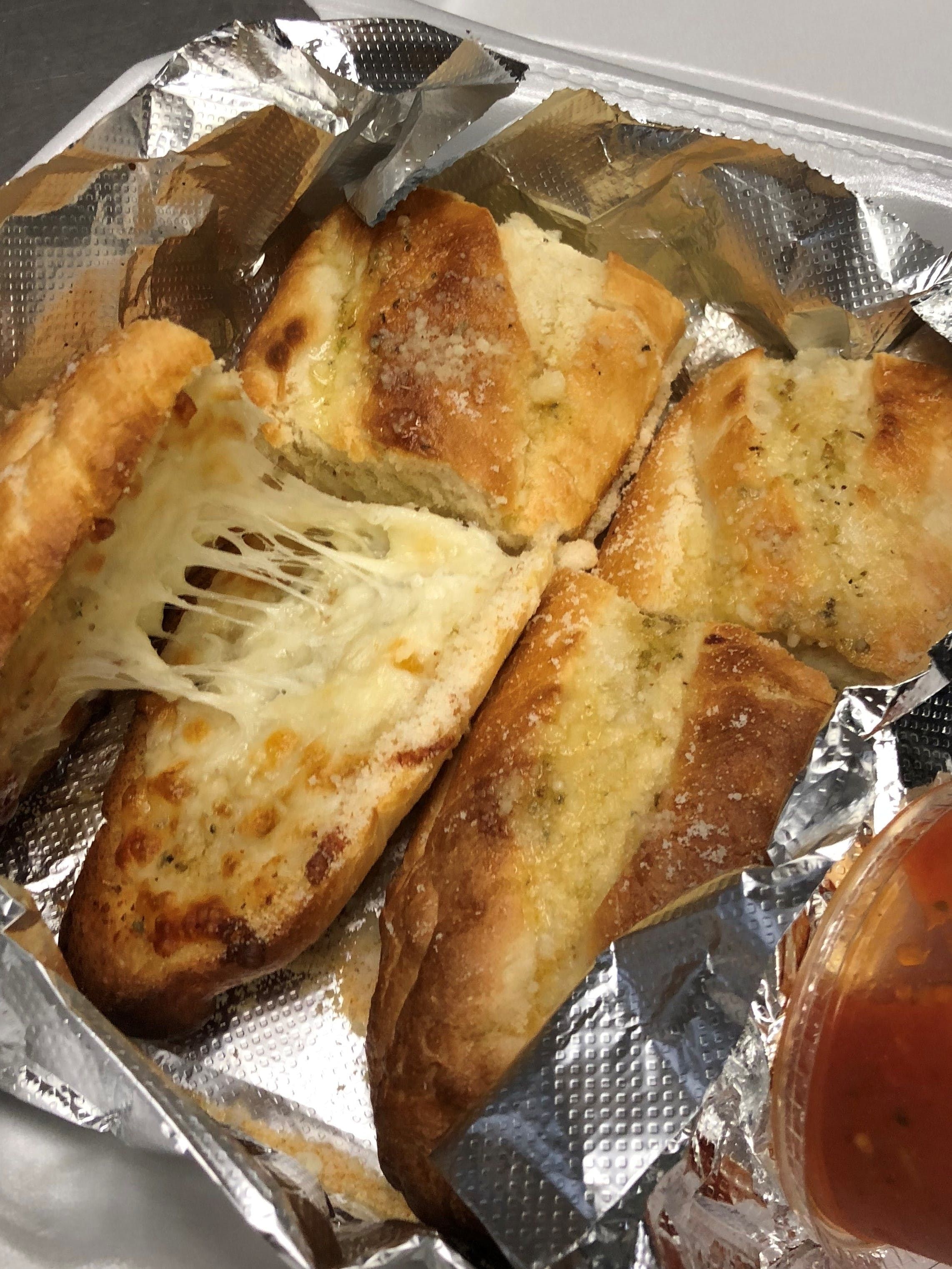 Garlic bread with cheese.