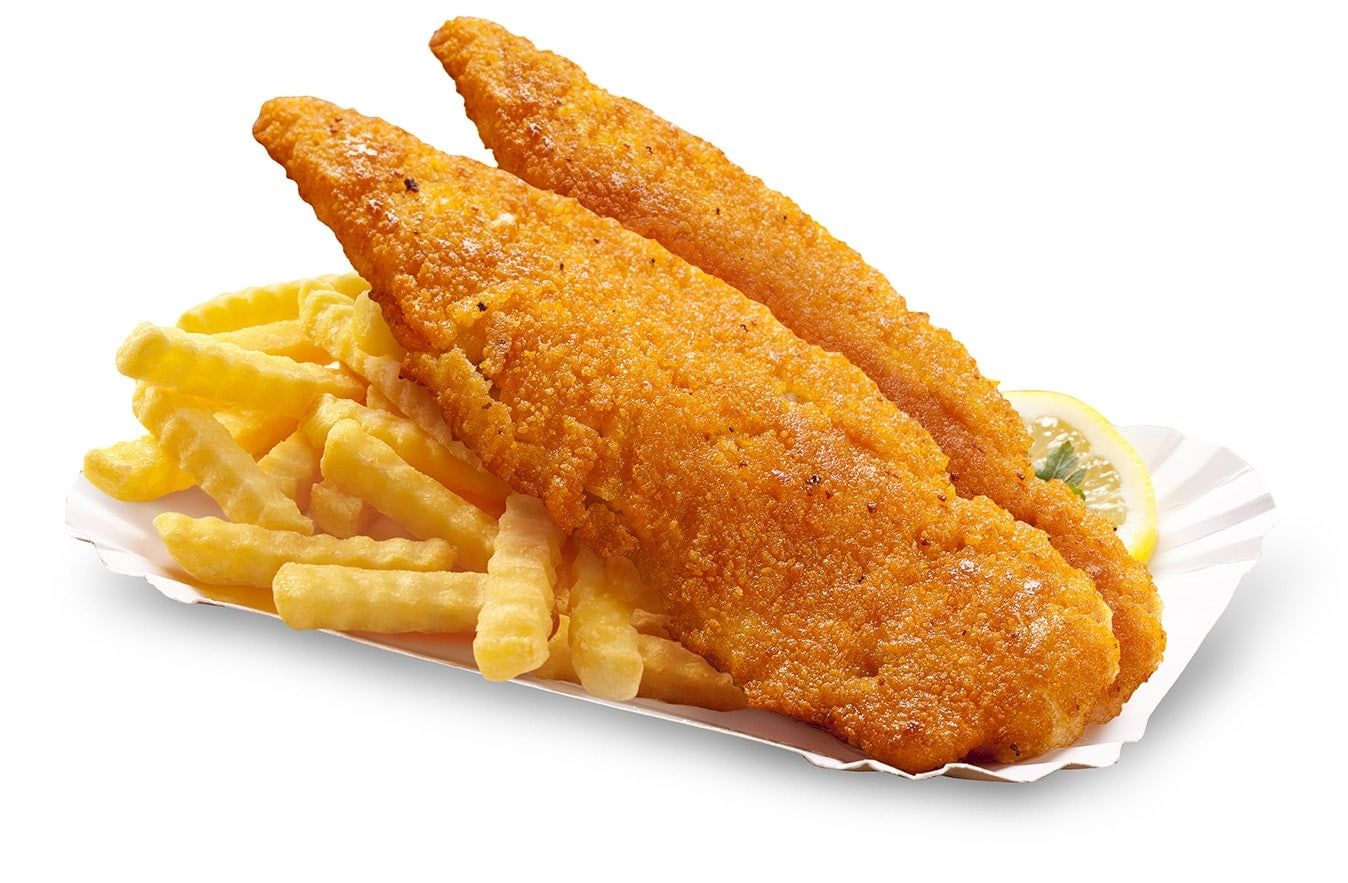 3 pc Catfish W/fries & Cole Slaw.