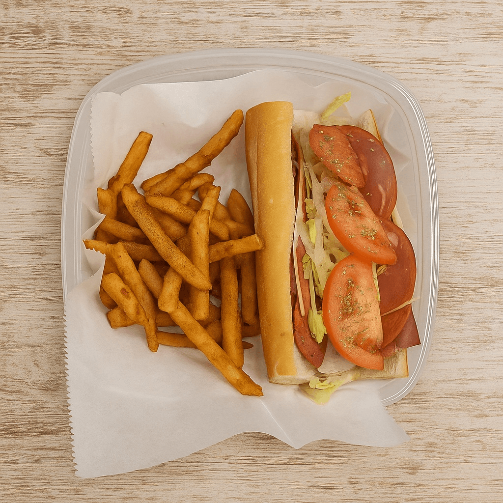 7” SUB, Fries & Soda.