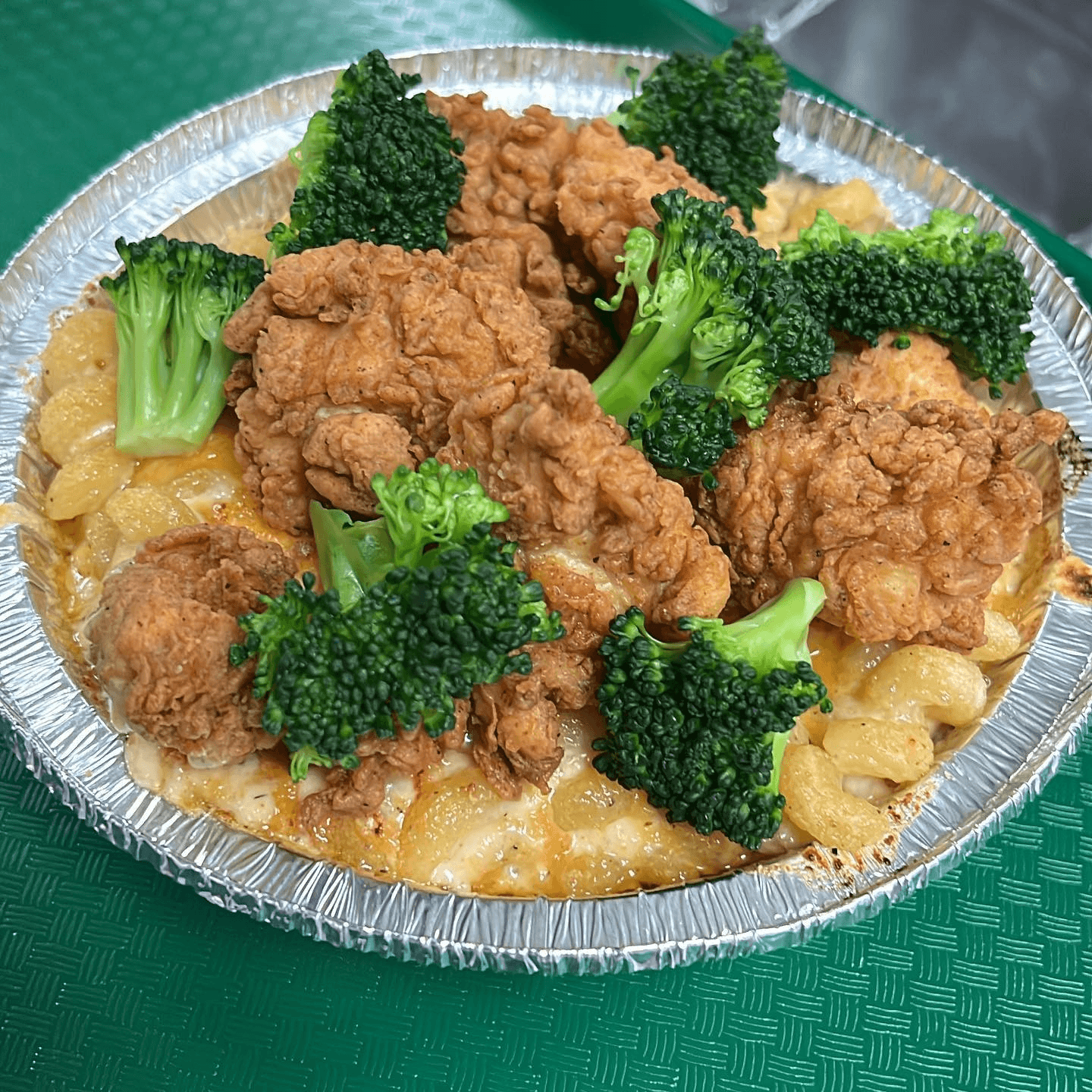 Fried Chicken Perfection Atop a Bed of Cheddar,