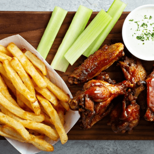 10 BBQ Wings And Fries.