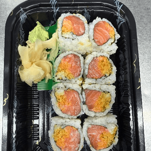 Spicy Salmon Crunchy Roll.