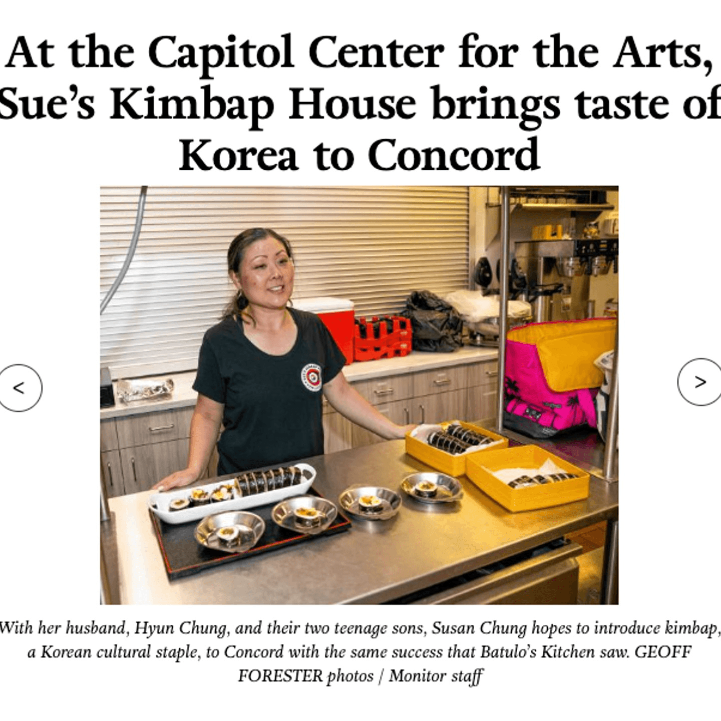 Concord Monitor article of Sue's Kimbap House! 