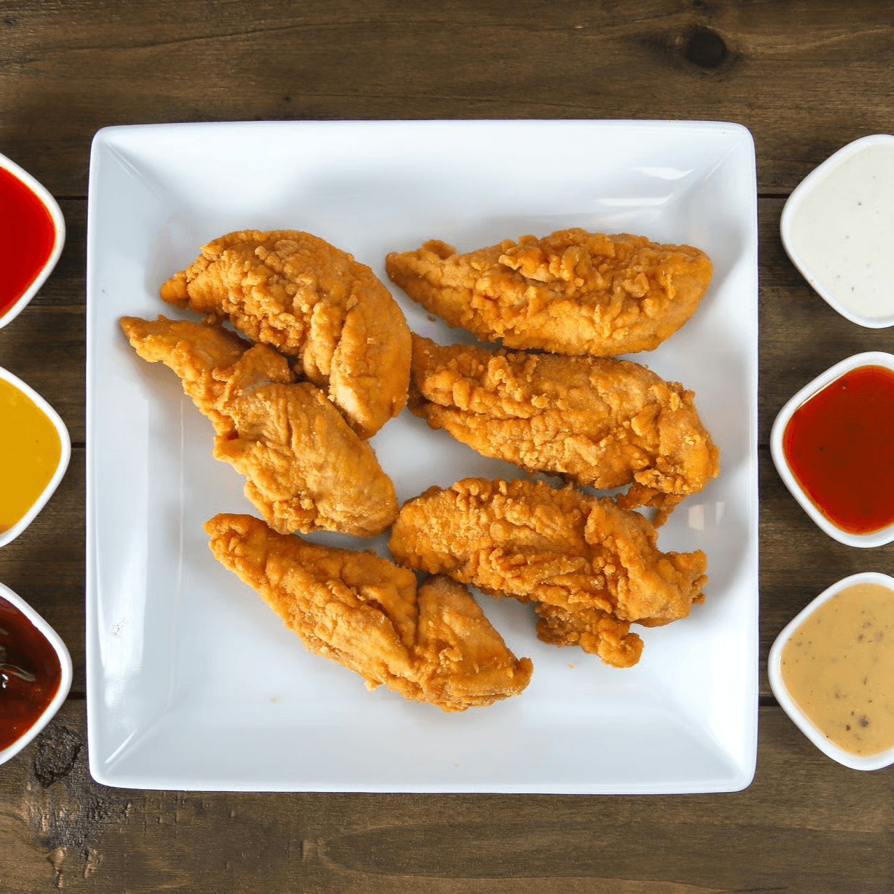 Kids 3 piece chicken tenders with fries.