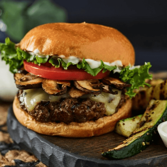 Mushroom & Swiss Burger.