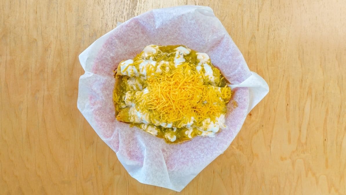 3 Rolled Tacos Ahogados.