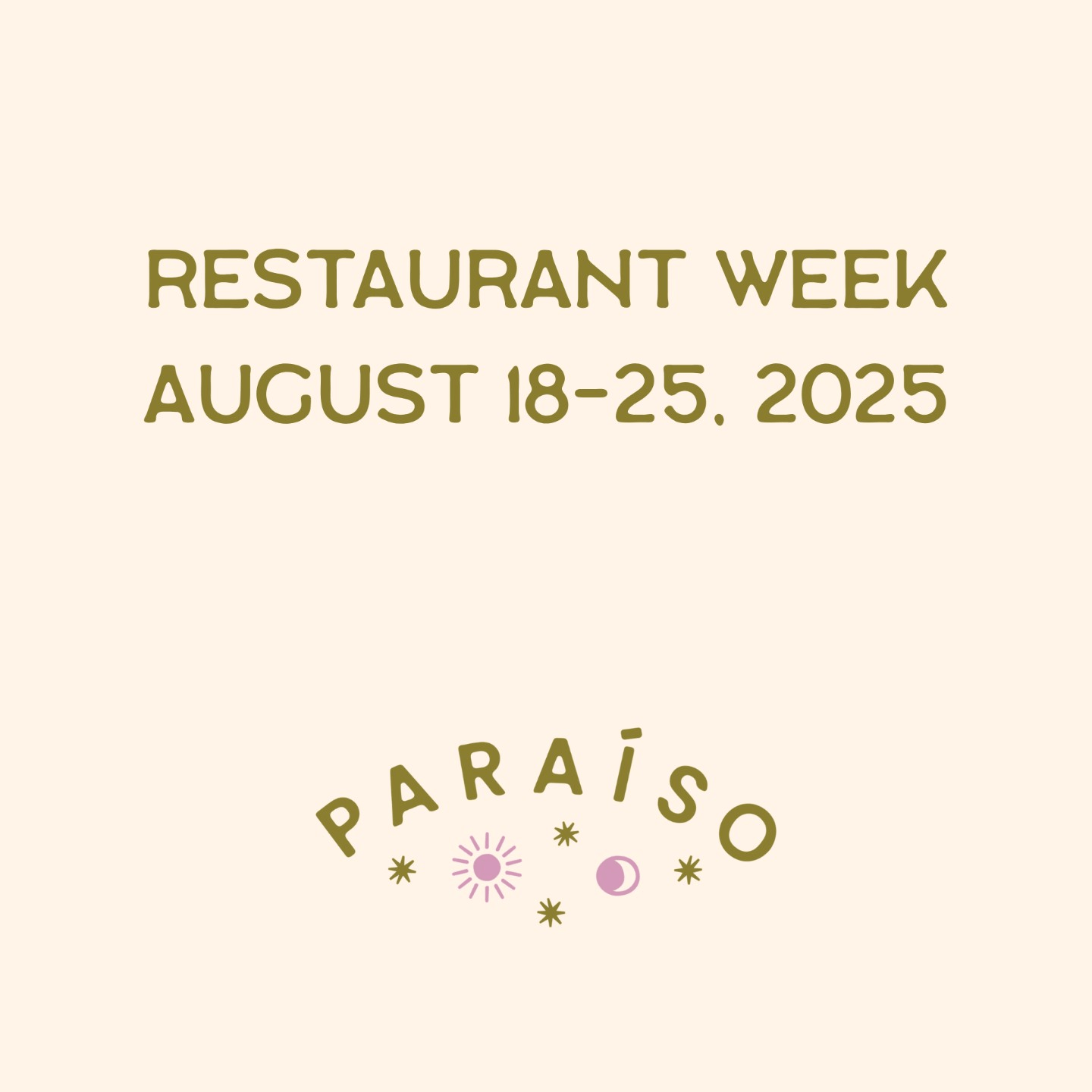 Restaurant Week Menu 