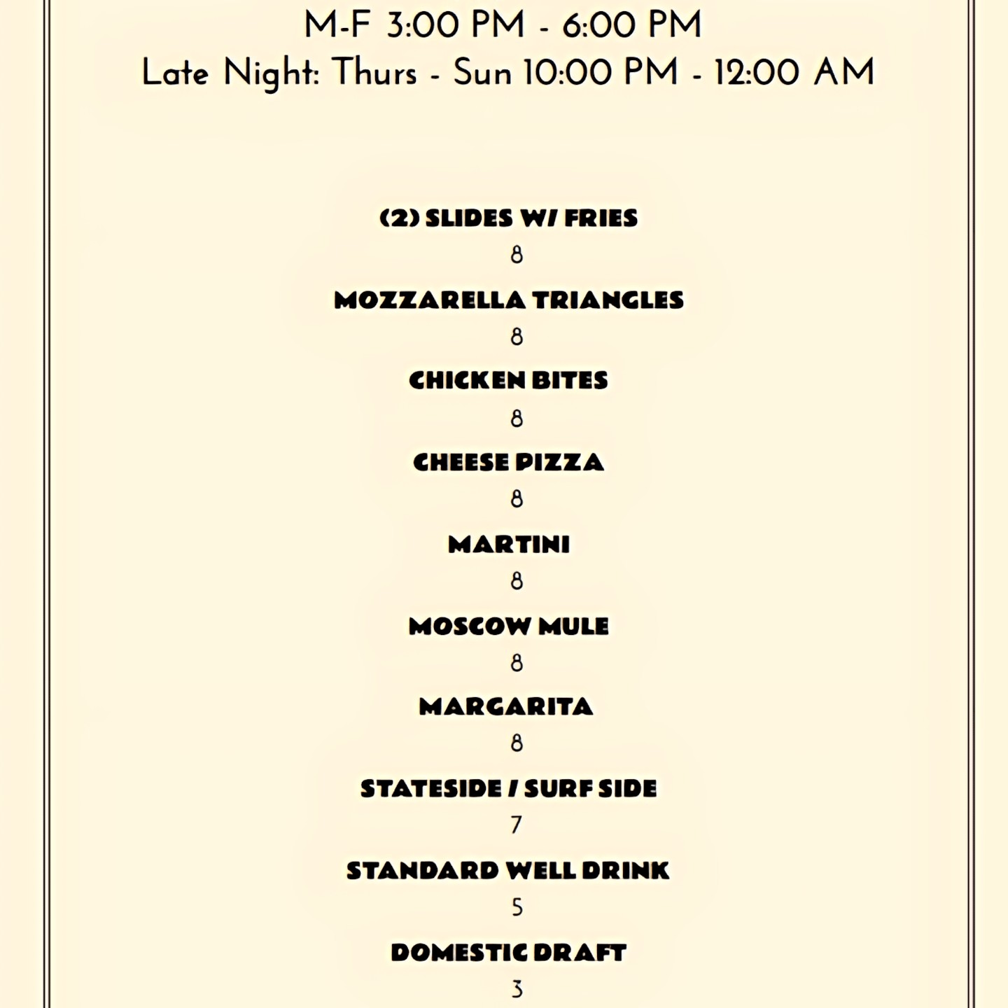 Early & Late Night Happy Hour Specials