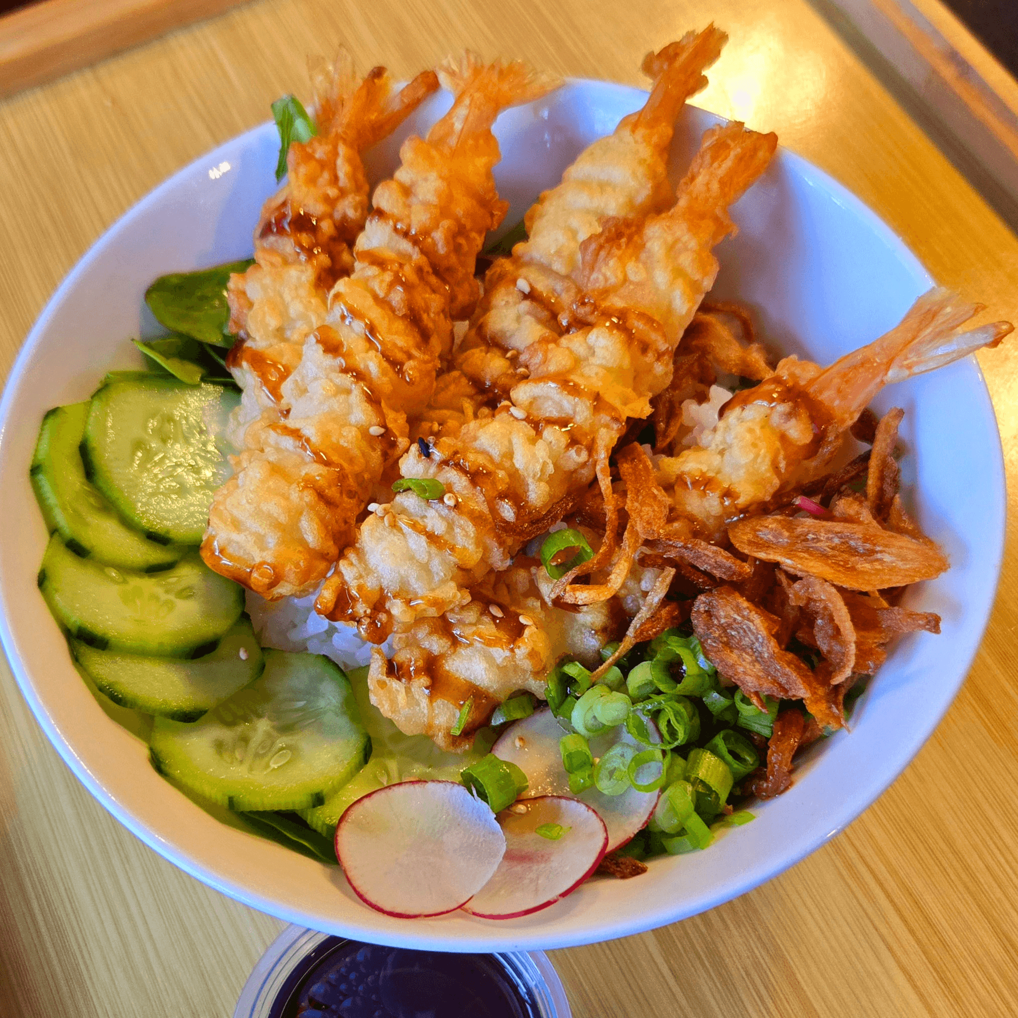 Crunchy Shrimp Tempura Dipping Bowl.