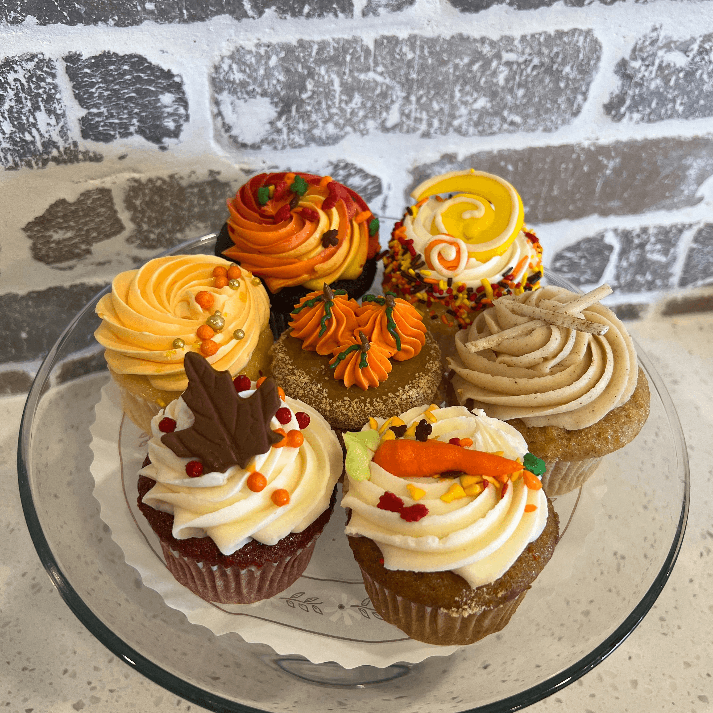 6 Fall Decorated Assorted Cupcakes.