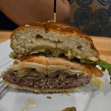 Mushroom Swiss Burger.