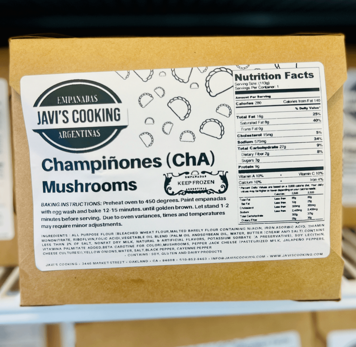 Champiñones-ChA (4 Pack) Frozen Empanadas.