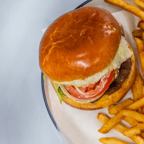 Double Cheeseburger with fires.