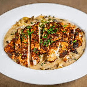Blackened Chicken Alfredo Pasta.