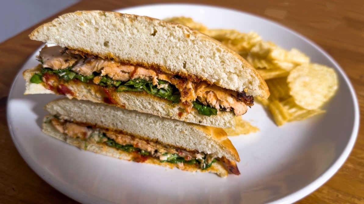 Grilled Salmon Sandwich.