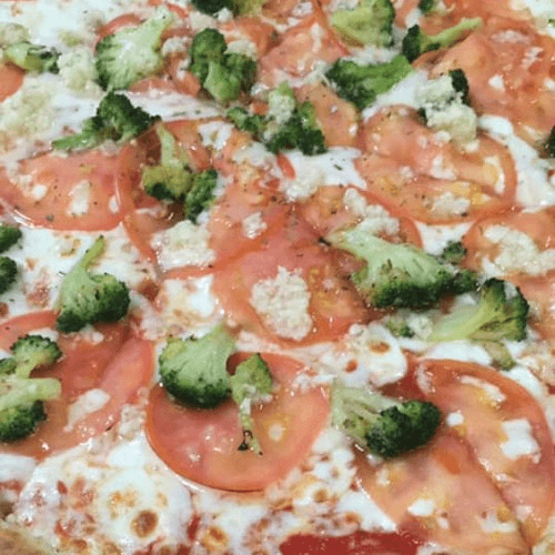 Broccoli, Tomato, Garlic Pizza