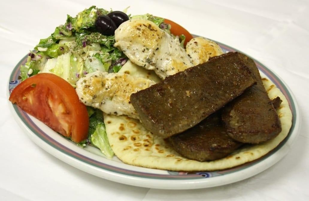 Lamb and Chicken Gyro Combo Platter.