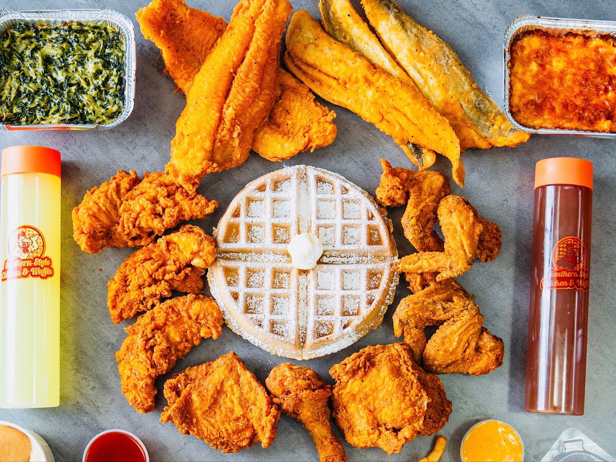 2 Pieces Chicken & 2 Pieces Catfish with 1 Side.