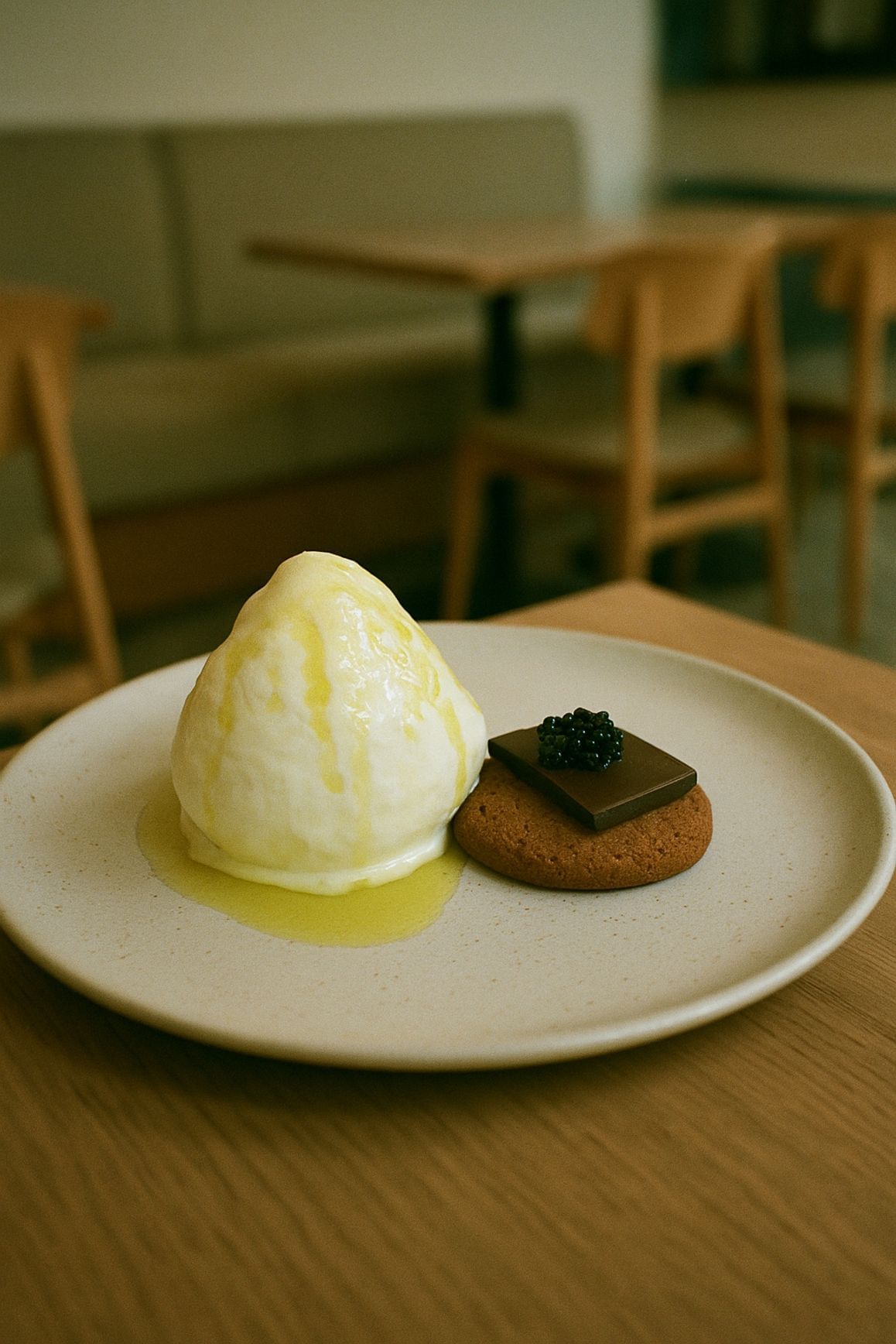 Lemon Frozen Yogurt with Agrumato Olive Oil.