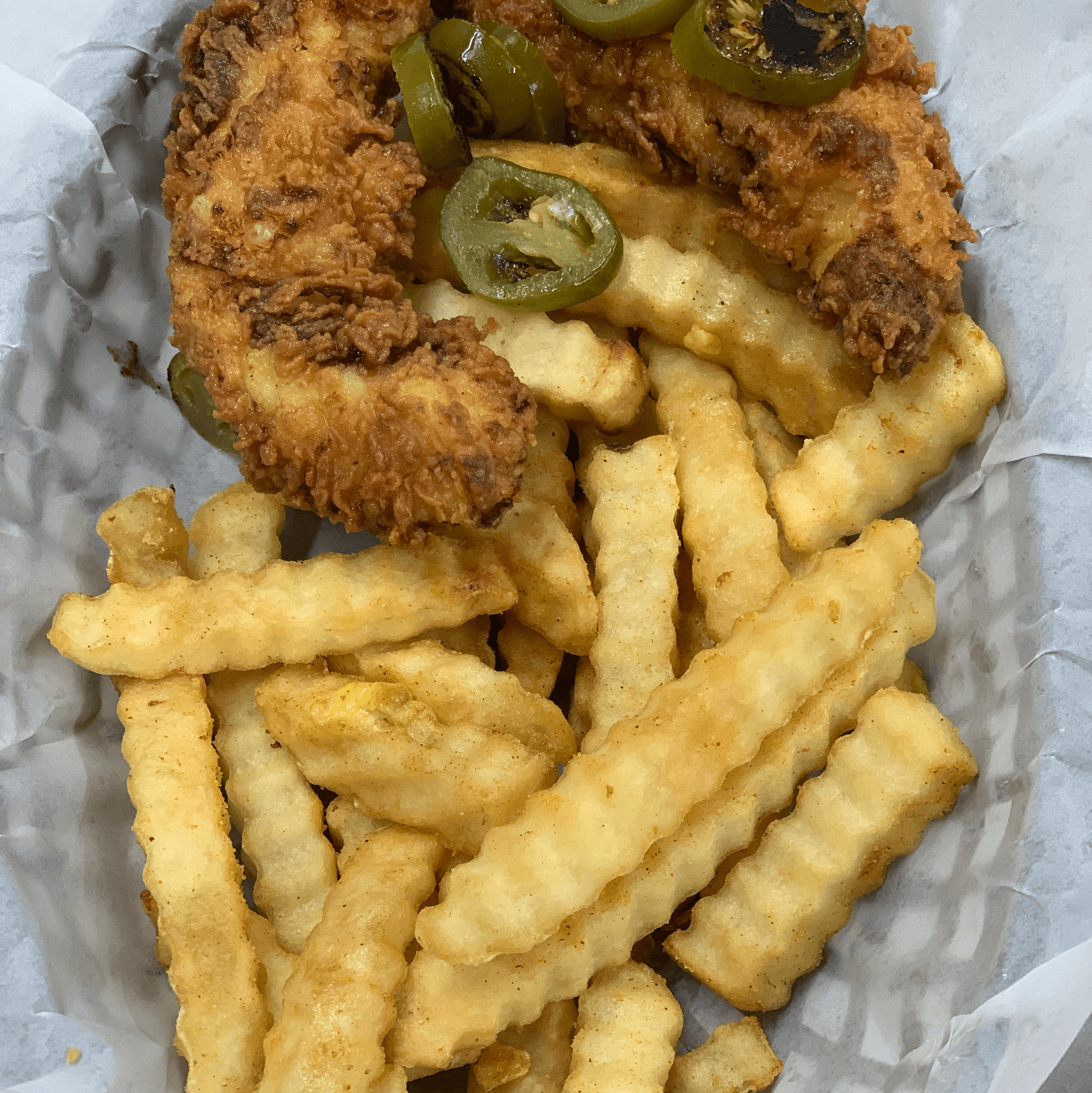Chicken Tenders with Fries, Reg Or Spicy.