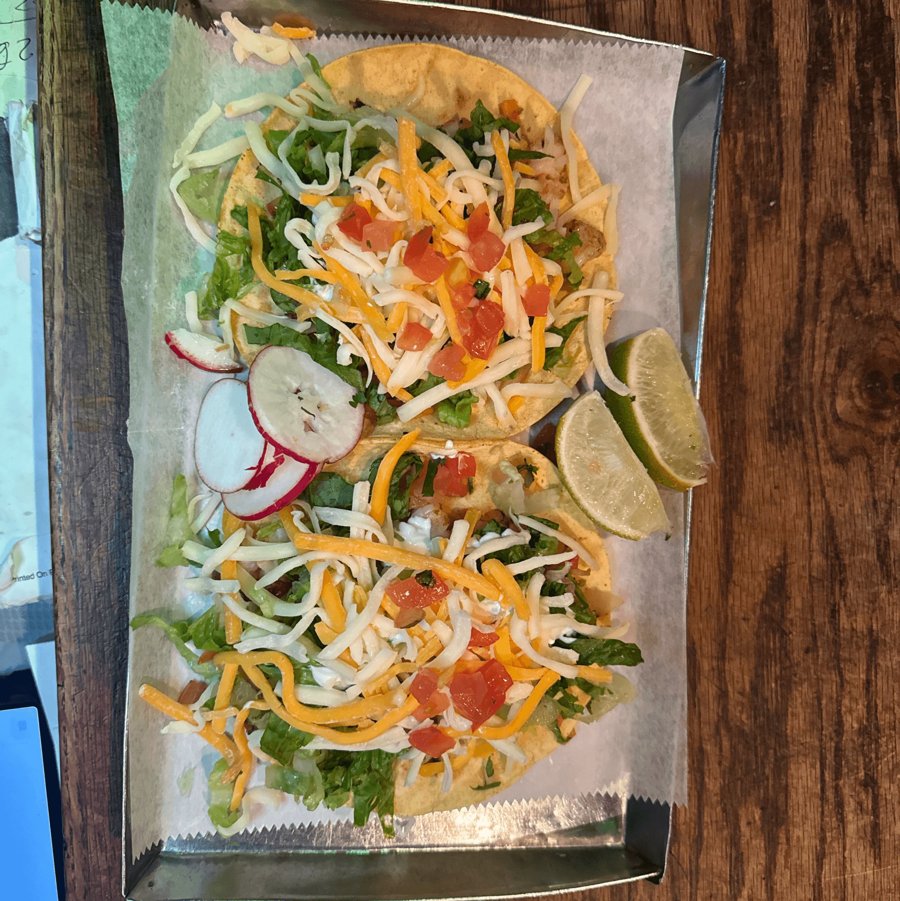 2 Tacos de camarones.