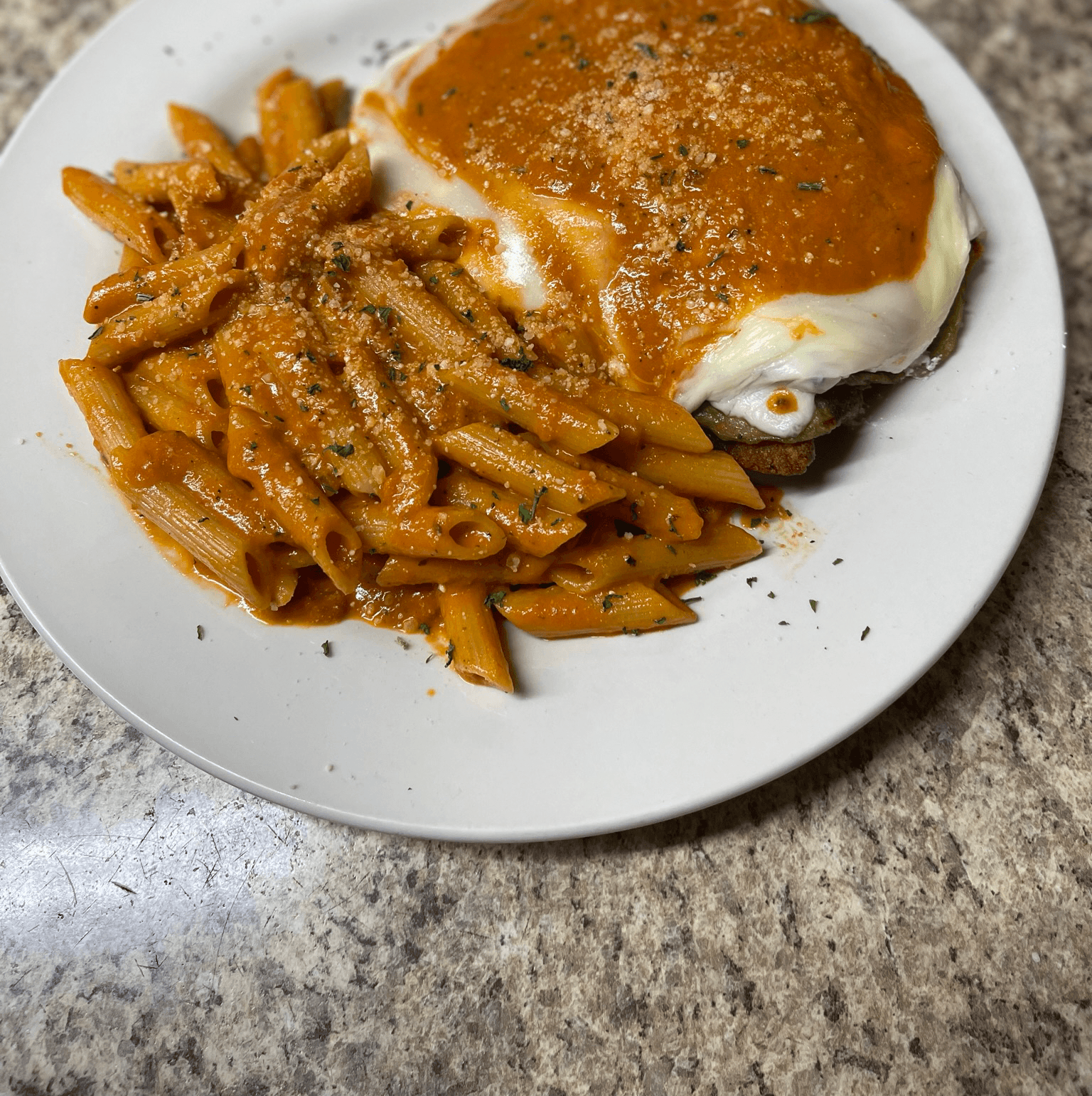 Chicken or Veal Parmigiana Entree.