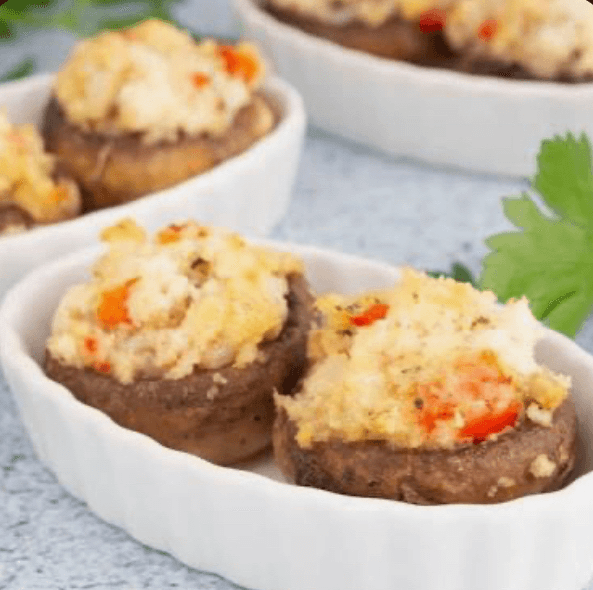 Mushrooms Stuffed with Crab Meat.