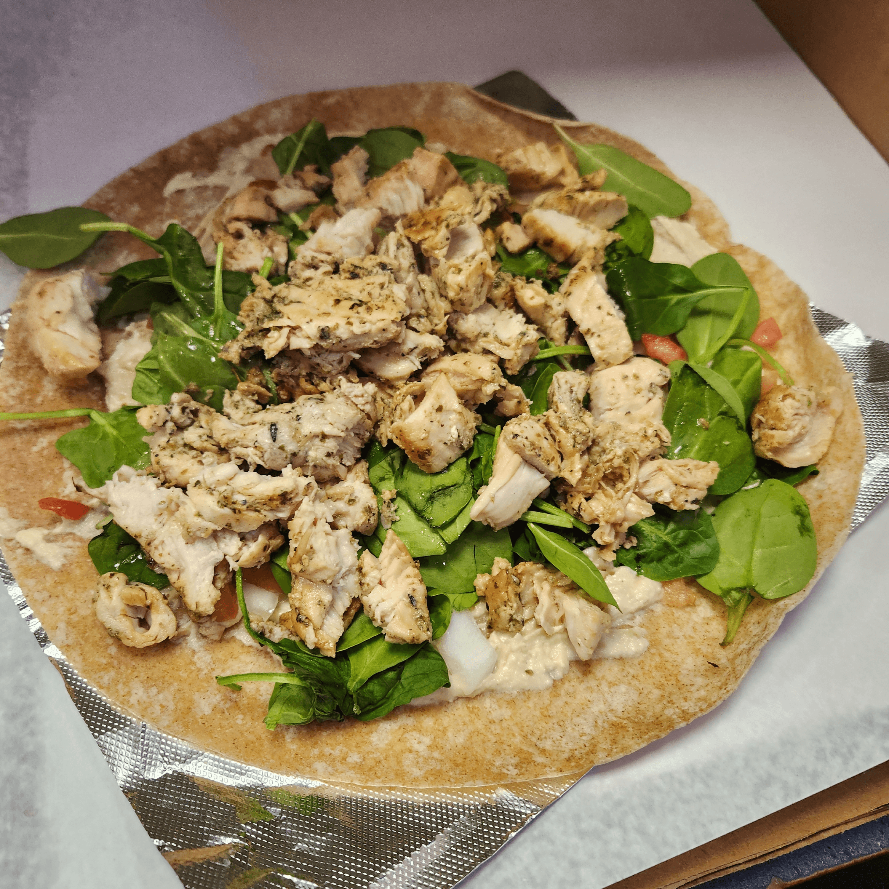Chicken Hummus Wrap.