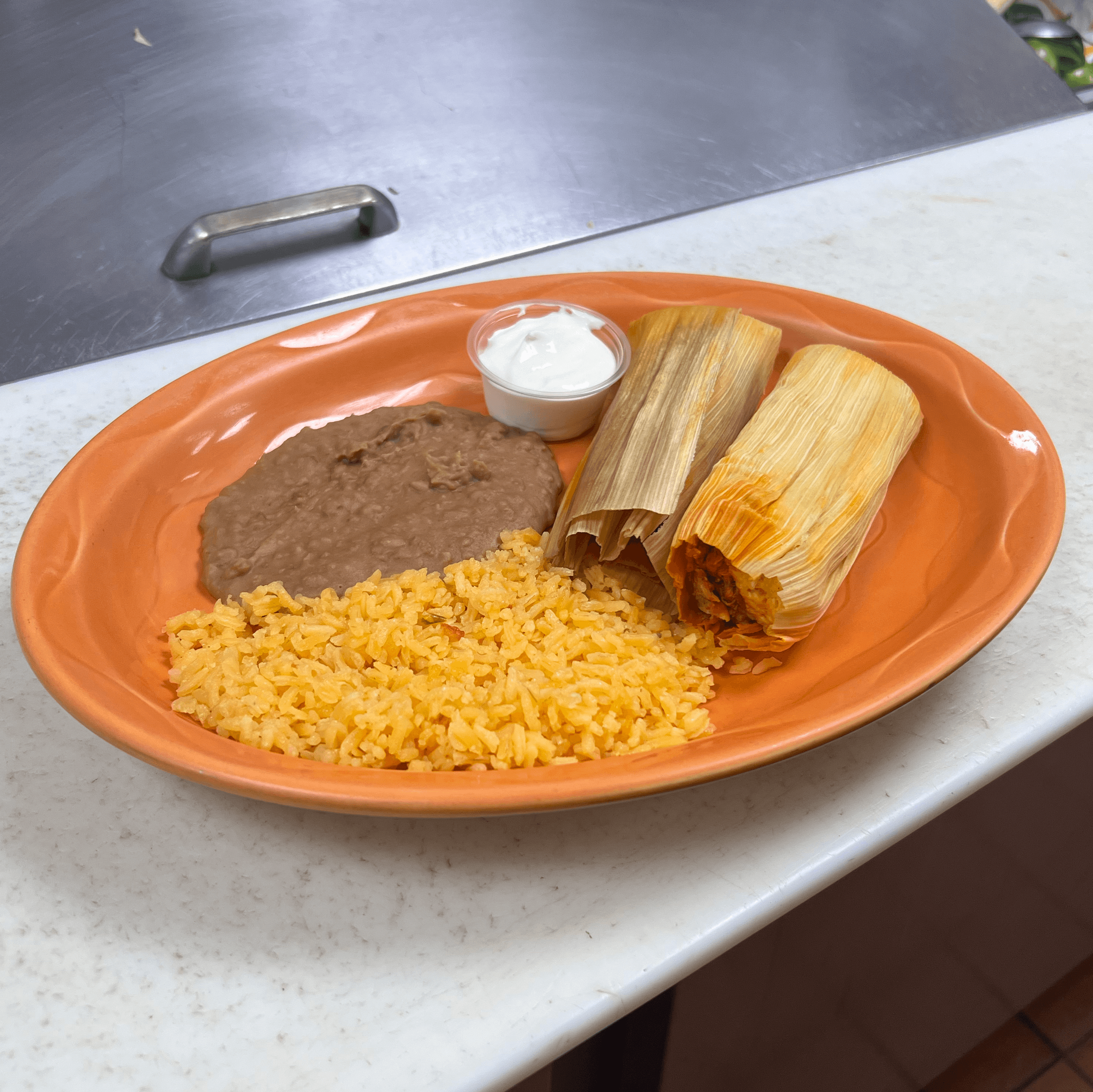 Tamale lunch plate.