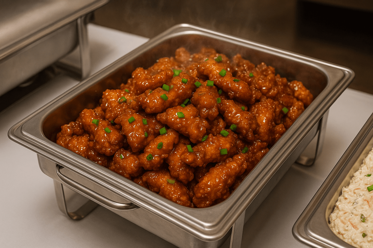 Sweet Garlic Chicken Half pan serves 10 people.
