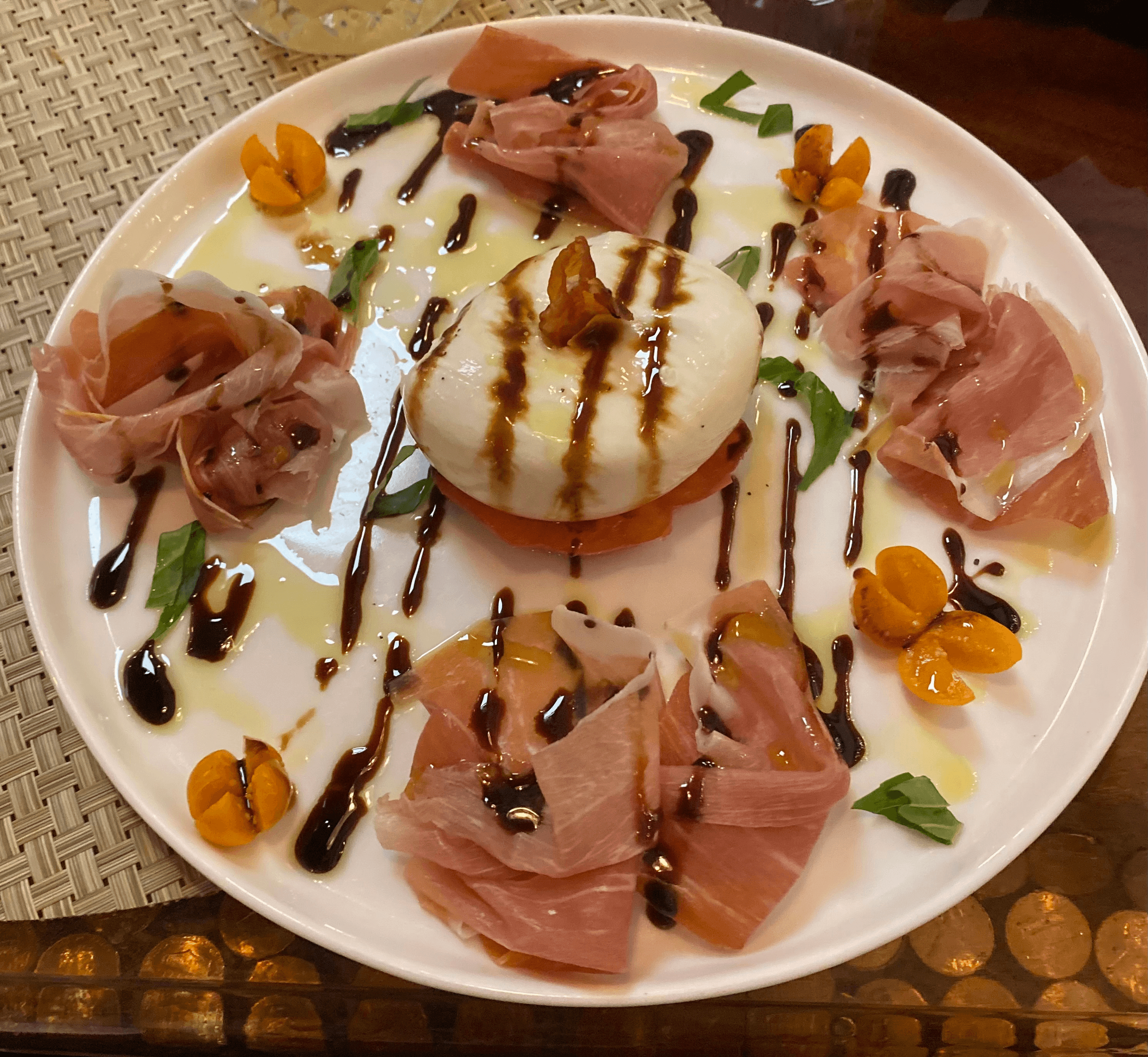 Burrata and Prosciutto di Parma.