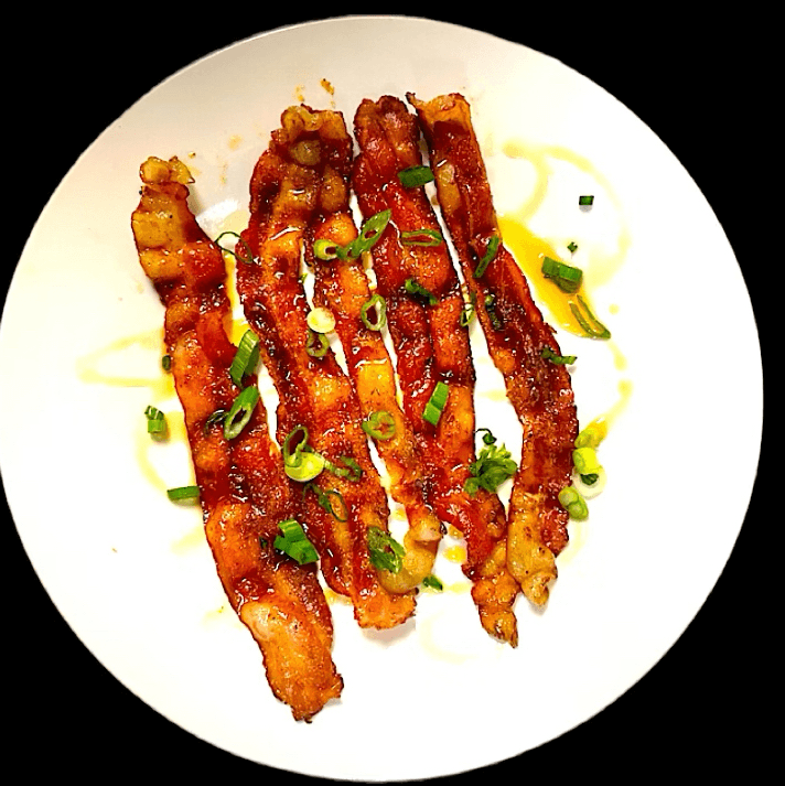 Maple Bourbon Candied Bacon.