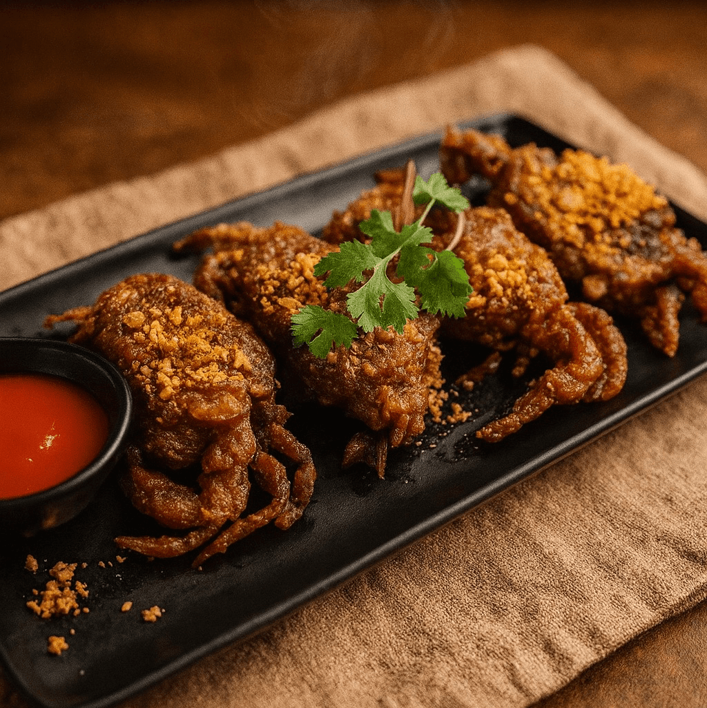 Garlic Pepper Soft Shell Crab / Cangrejo de Caparazón Suave con Ajo y Pimienta / ปูนิ่มผัดกระเทียมพริกไทย.