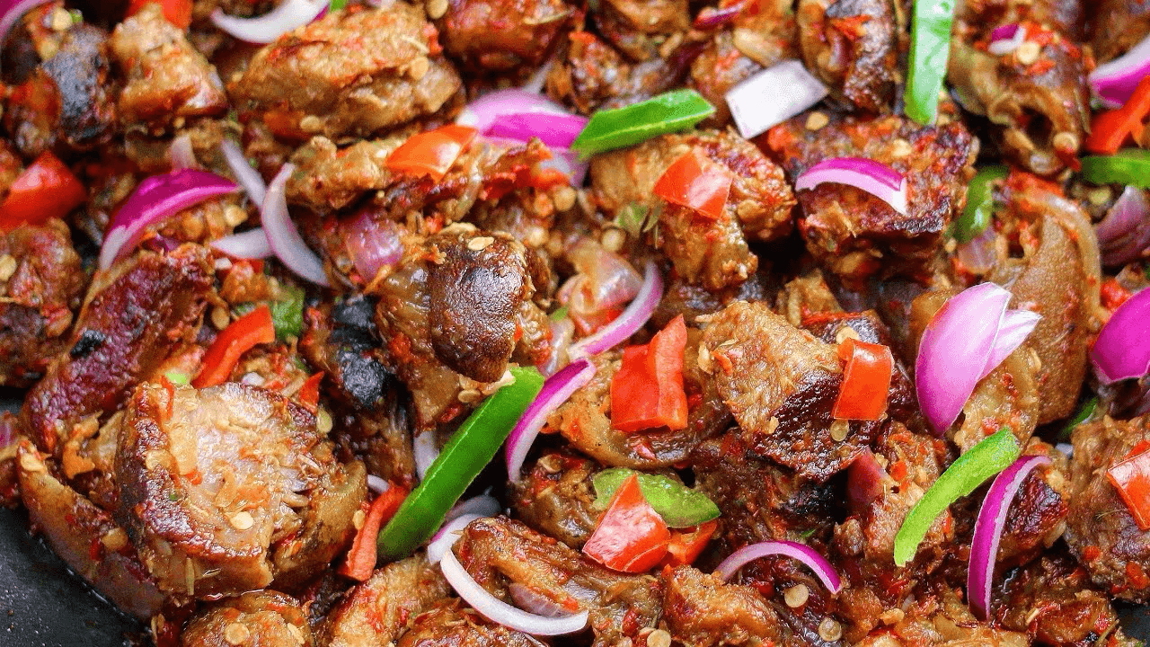 Asun (Roasted Spicy Goat Meat).