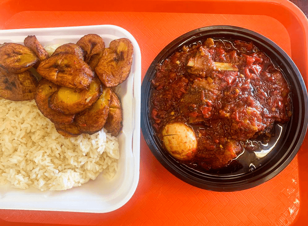 Ofada Rice with Sauce.