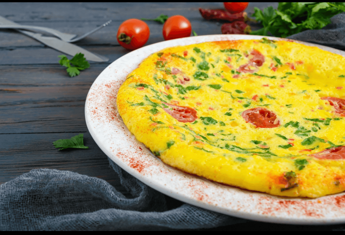3 Egg Whites with Scallions and Tomatoes.