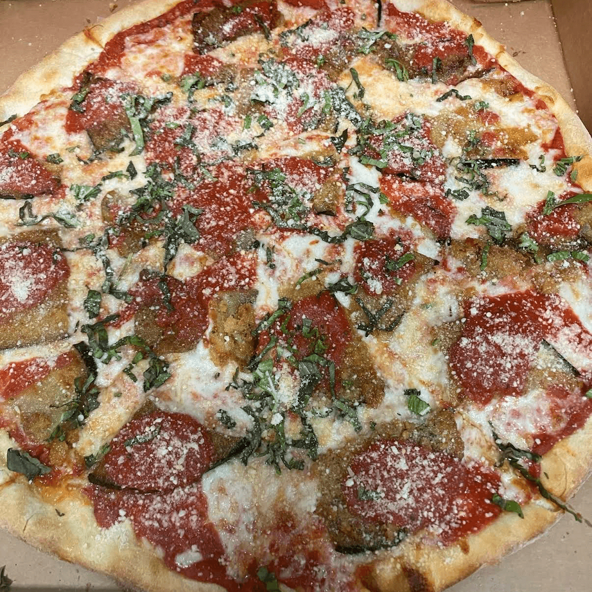 XLG Eggplant Parmesan Pizza.