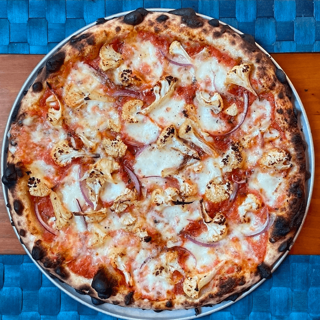 Smokin Green Fire Cauliflower Pizza.