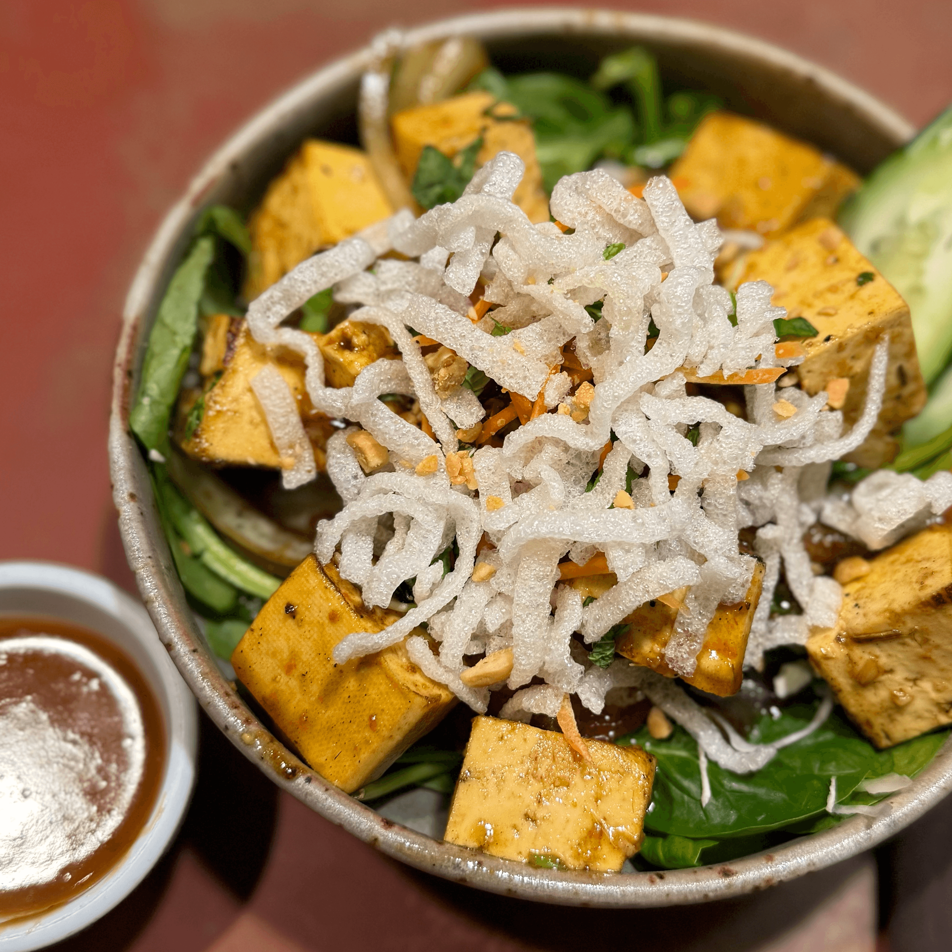 Curry Tofu Noodle Salad (V).