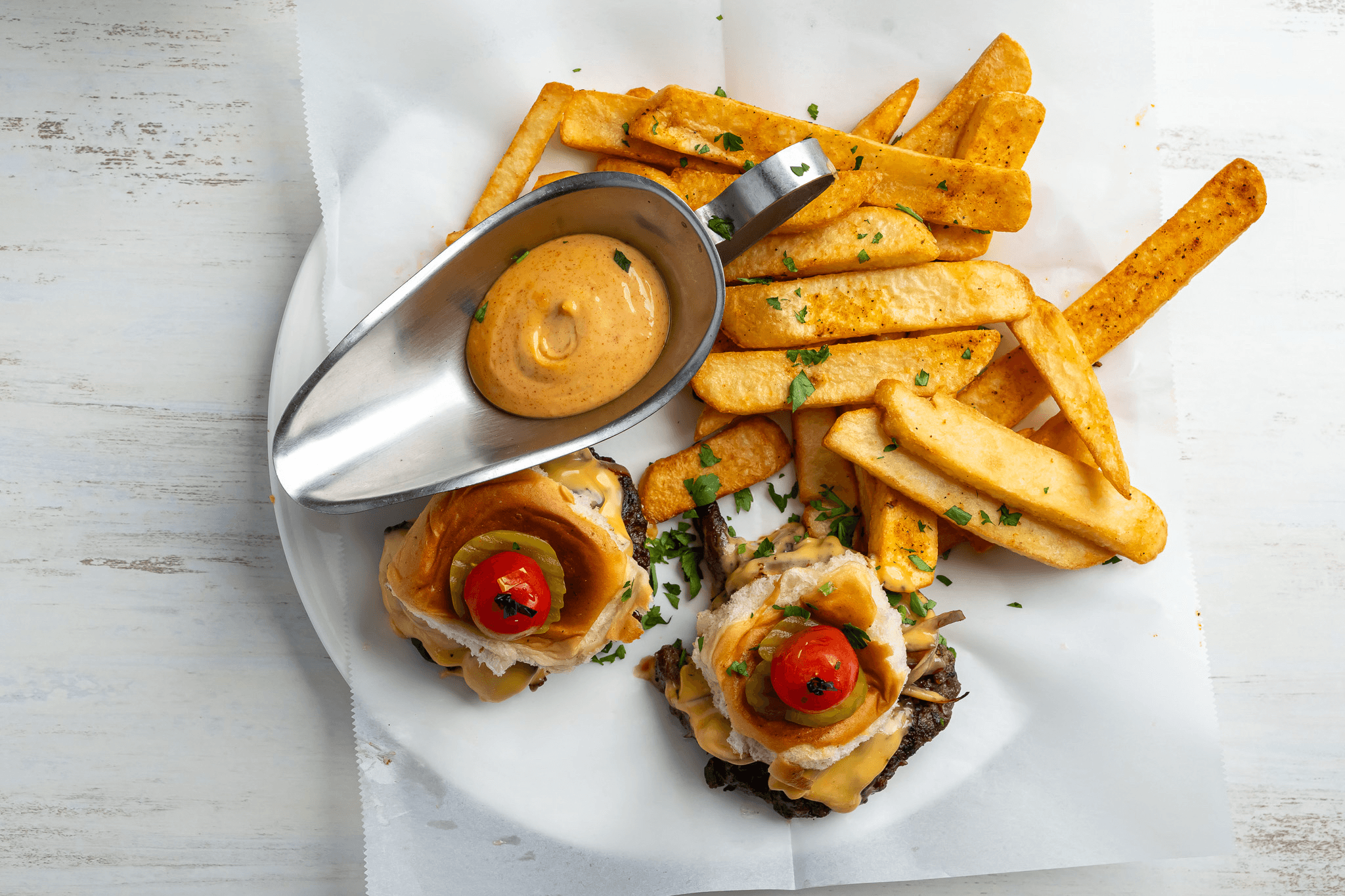 Duo Sliders with Fries.