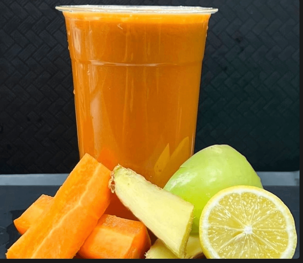 Carrot, Apple, Lemon Ginger Juice.