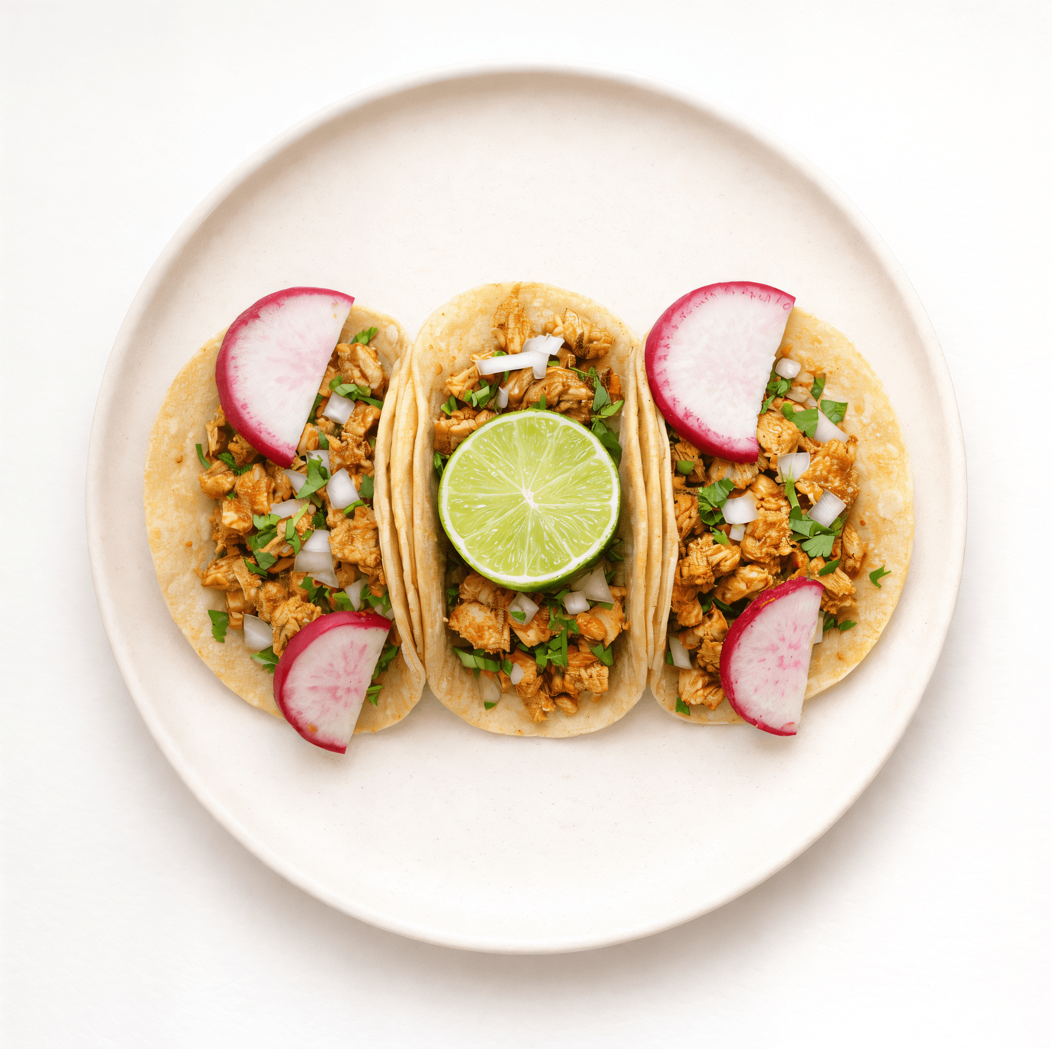 Shredded Chicken  3 Tacos.