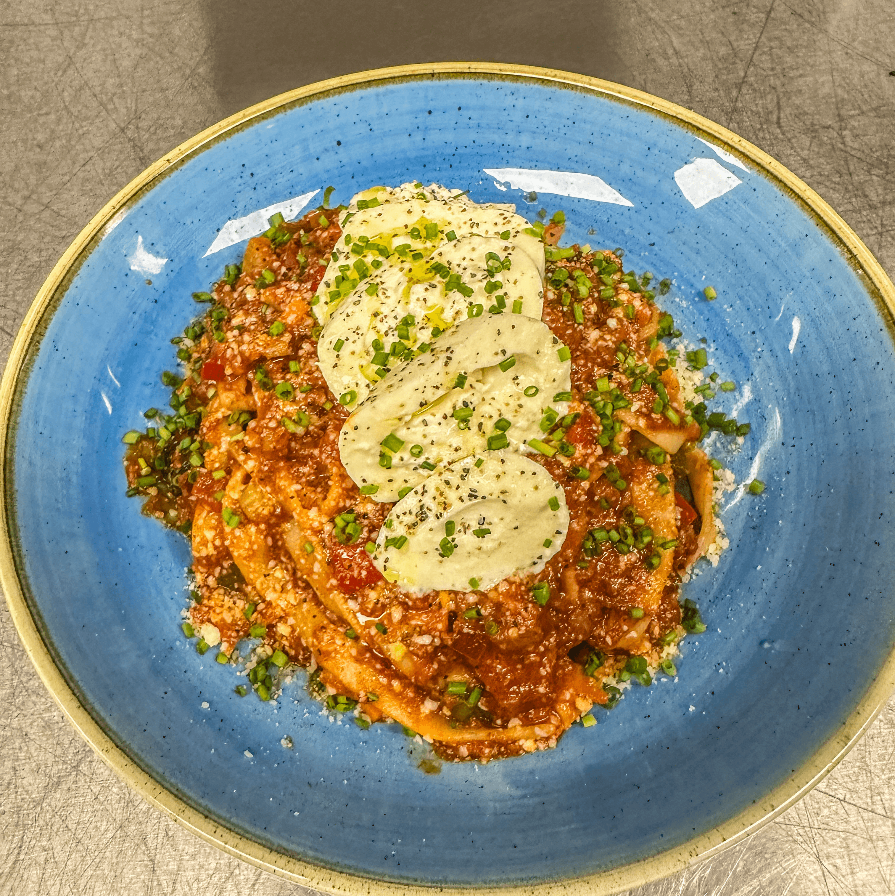 Nduja Tagliatelle with Burrata.